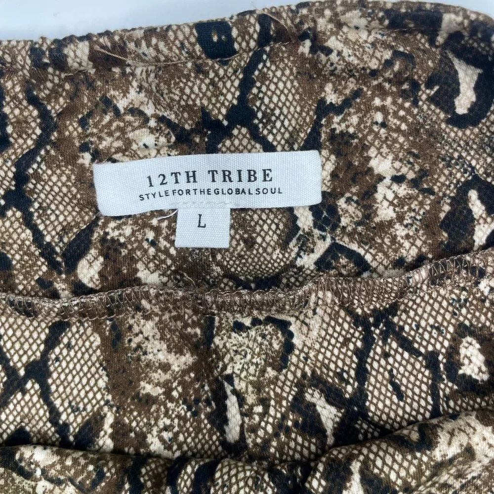 12th Tribe Snake Print 2 Piece Set Crop Top & Biker Shorts Large